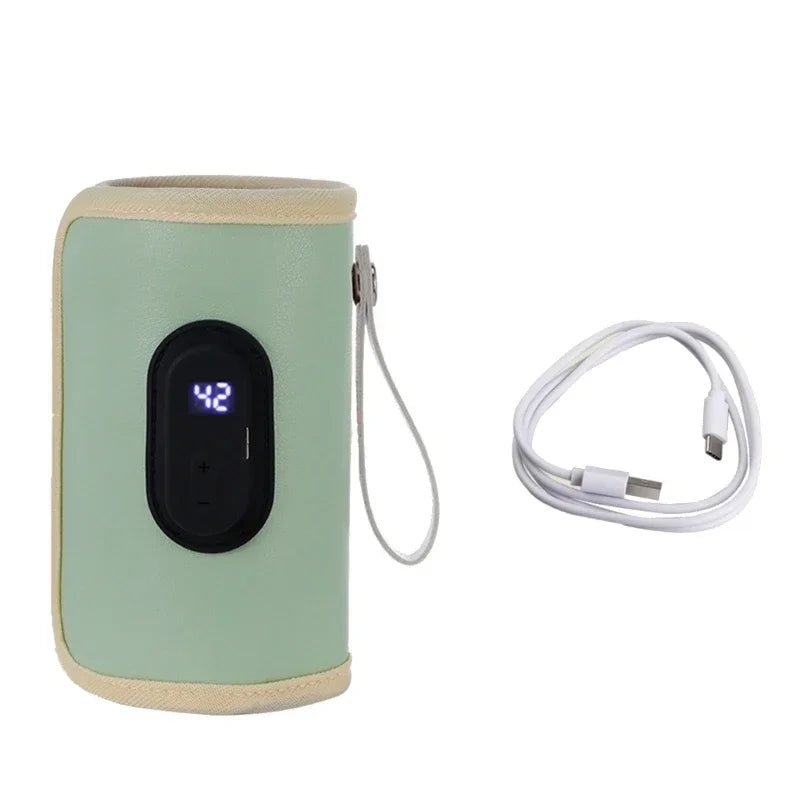مدفئة رضاعة محمولة USB للسيارة والسفر – أخضر
