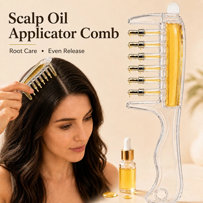 مشط توزيع زيت الشعر ومساج فروة الرأس